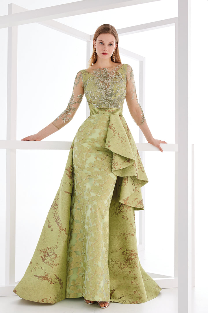 Illusion-Embellished Sequin A-Line Dress