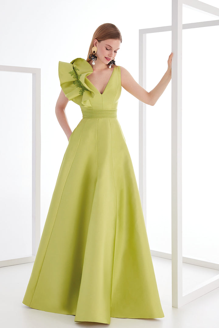 Asymmetric-Shoulder A-Line Dress