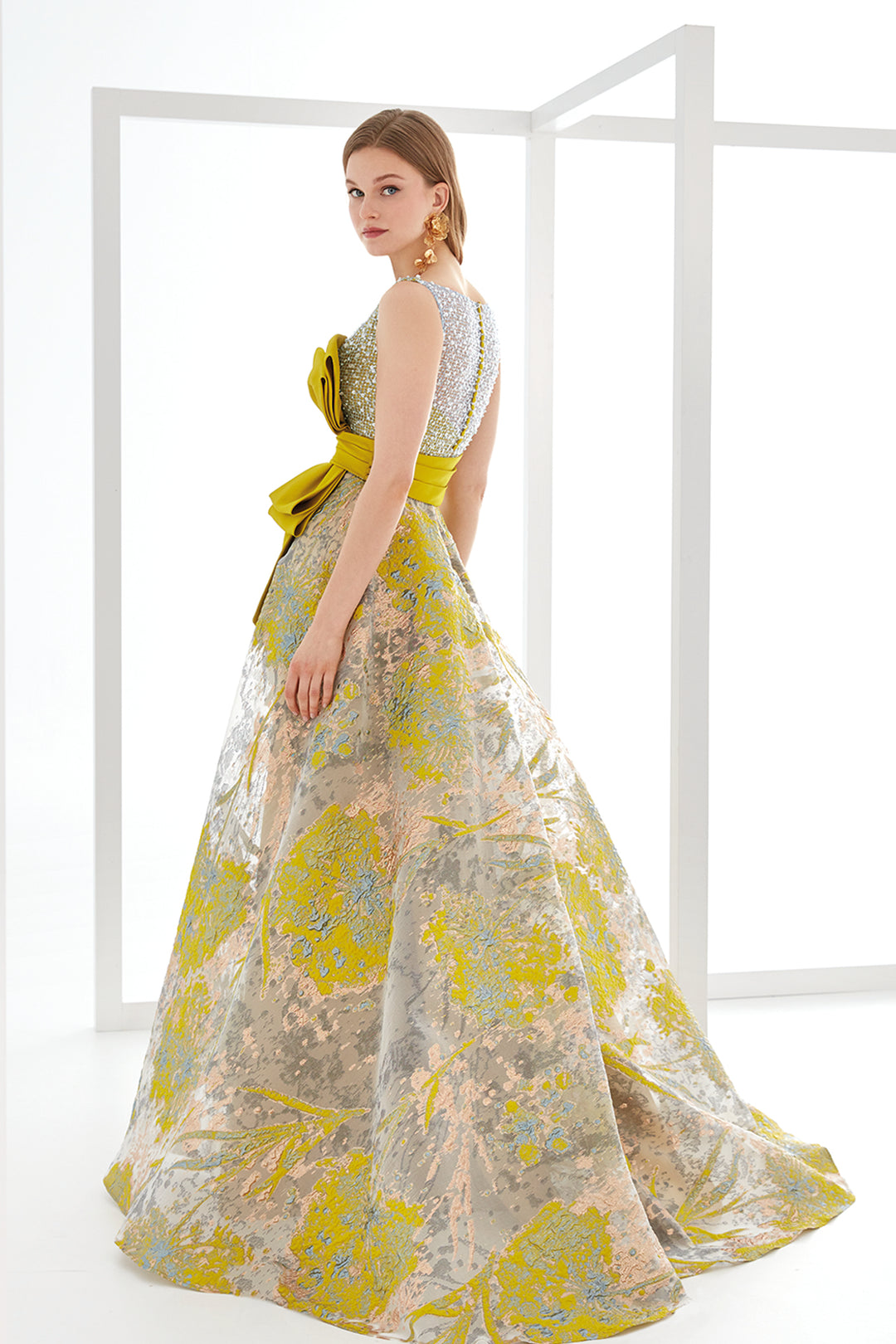 Asymmetric-Shoulder V-Neck Dress