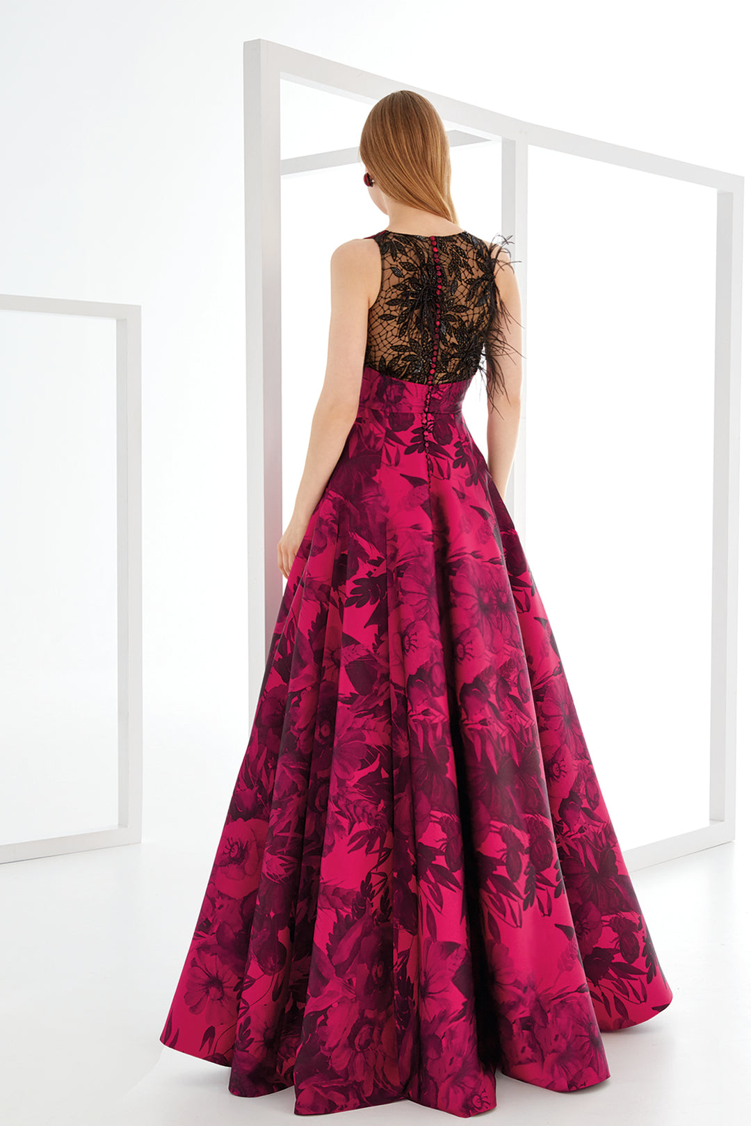 Floral Jacquard A-Line Dress