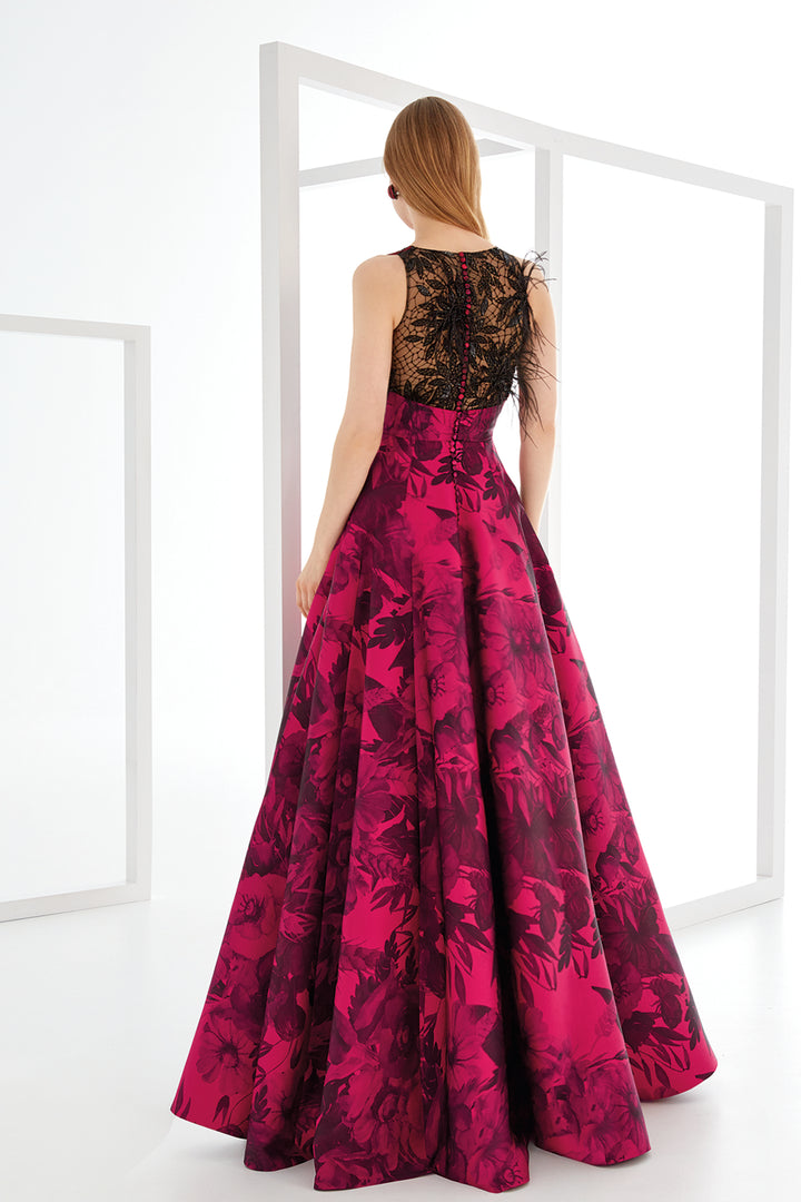 Floral Jacquard A-Line Dress