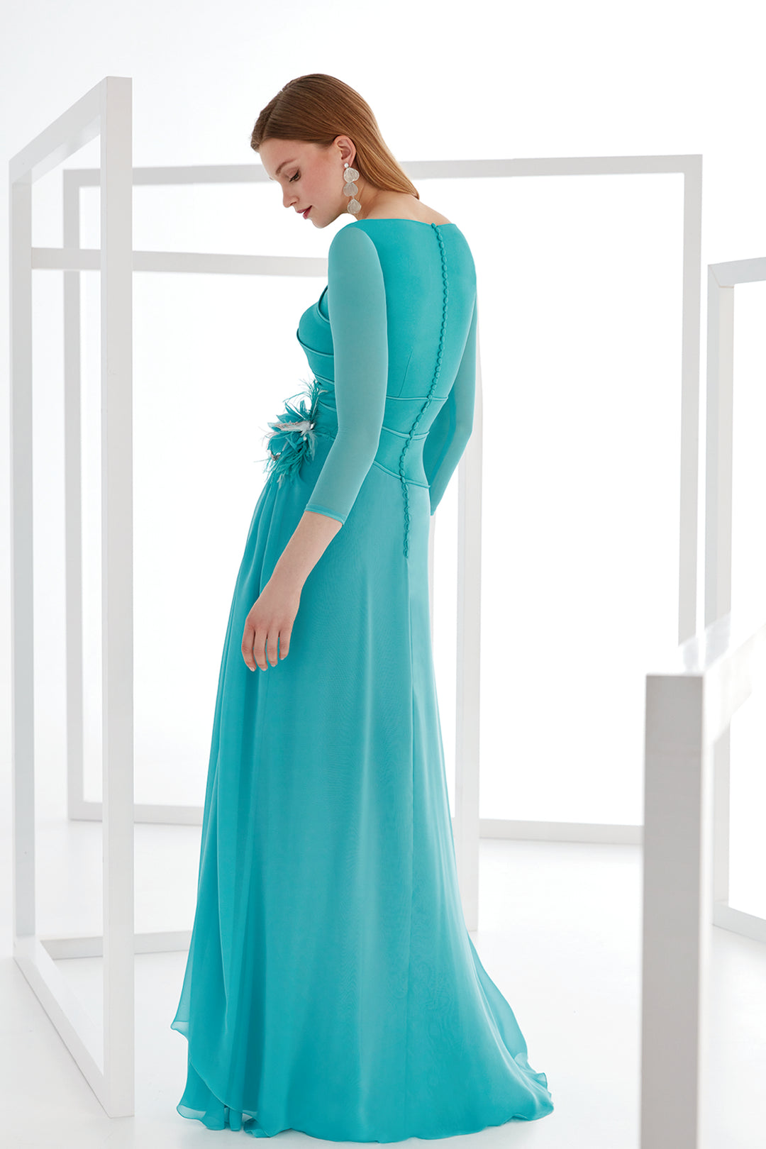 Sculptural Flower Waist A-Line Dress