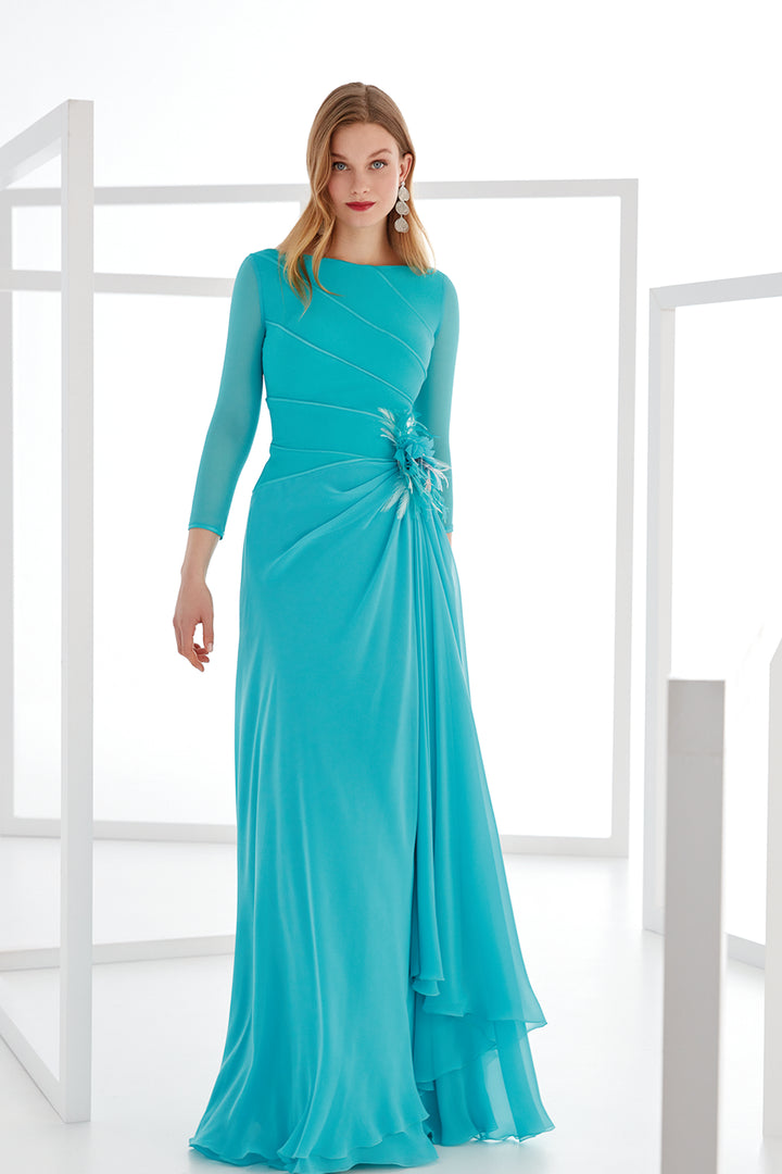 Sculptural Flower Waist A-Line Dress