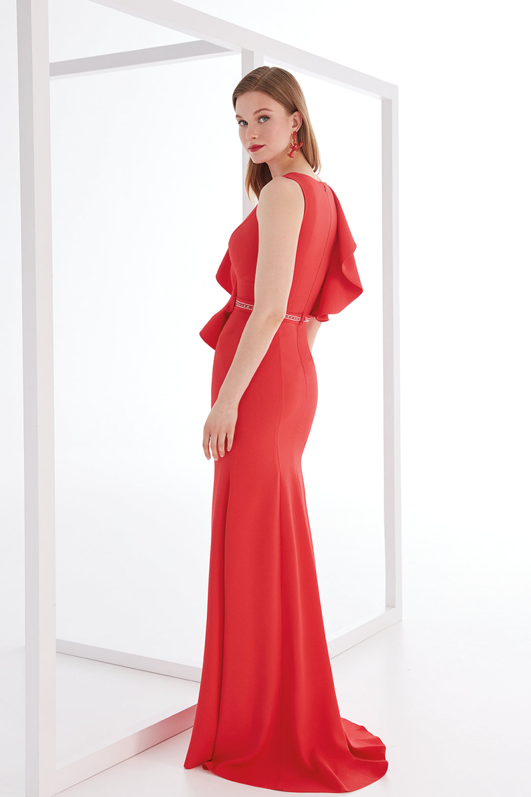 Sleeveless Sculptural Ruffle Dress