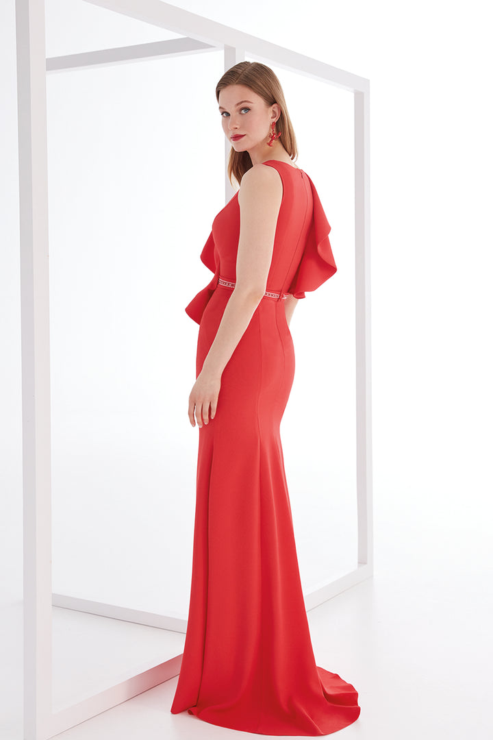 Sleeveless Sculptural Ruffle Dress