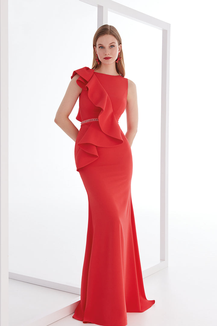 Sleeveless Sculptural Ruffle Dress