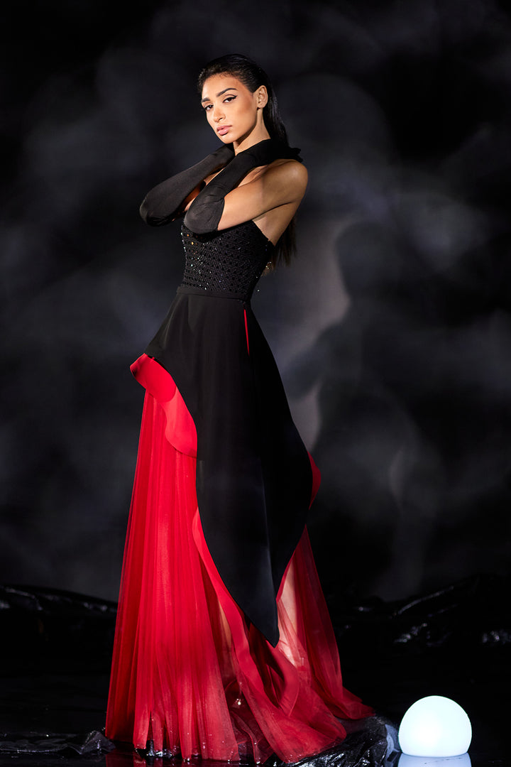 Strapless Beaded Bodice Dress