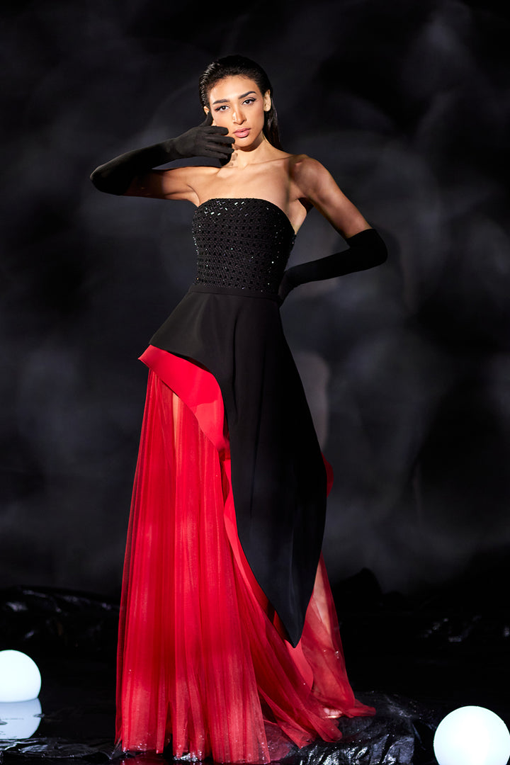 Strapless Beaded Bodice Dress