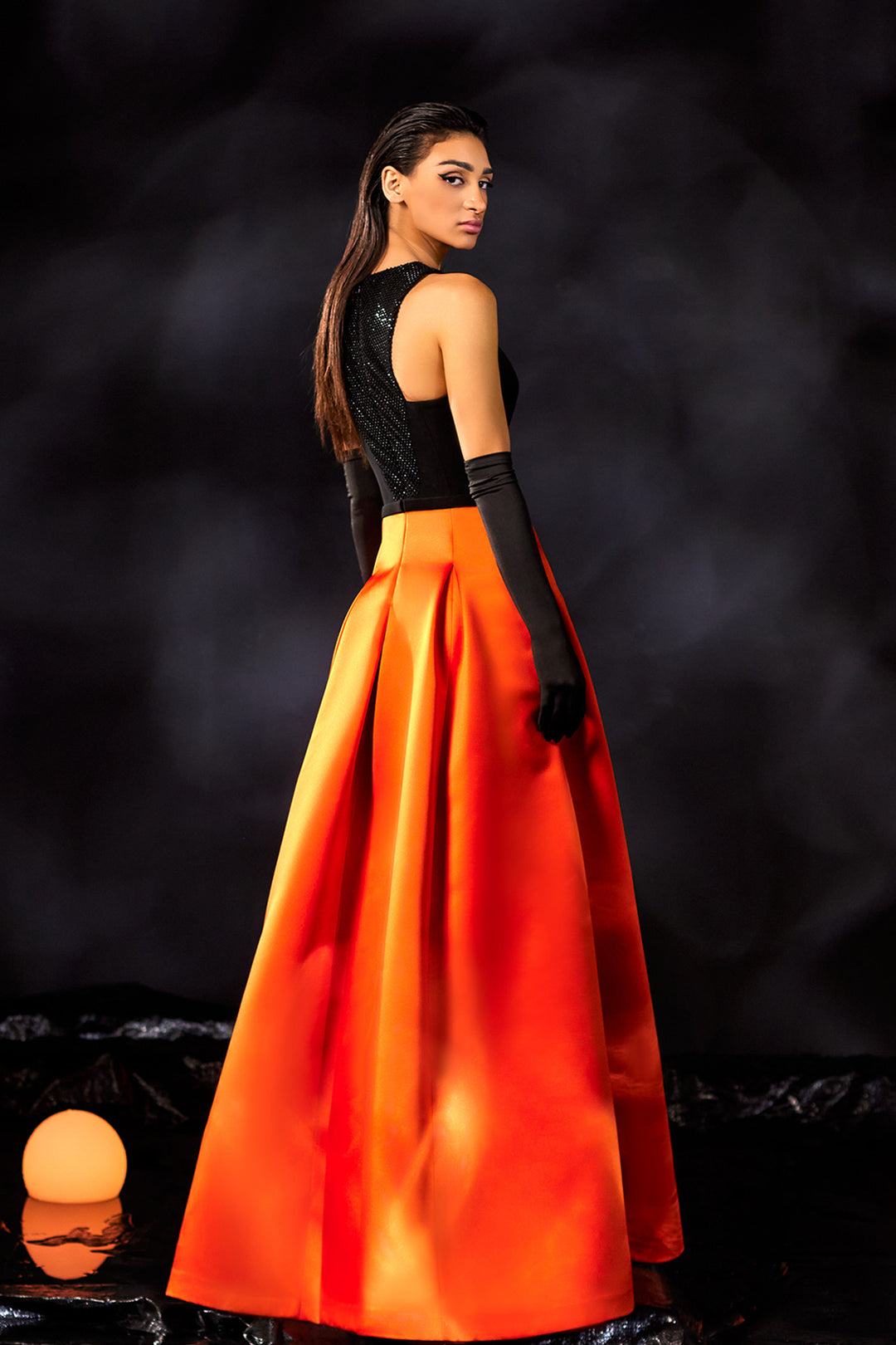 Textured Bodice and Multi-Slit Skirt with Dress