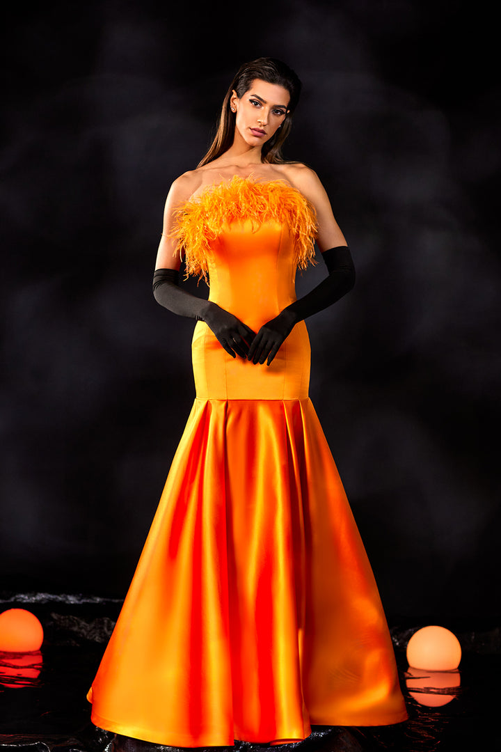 Mermaid Satin Dress with Strapless Neckline