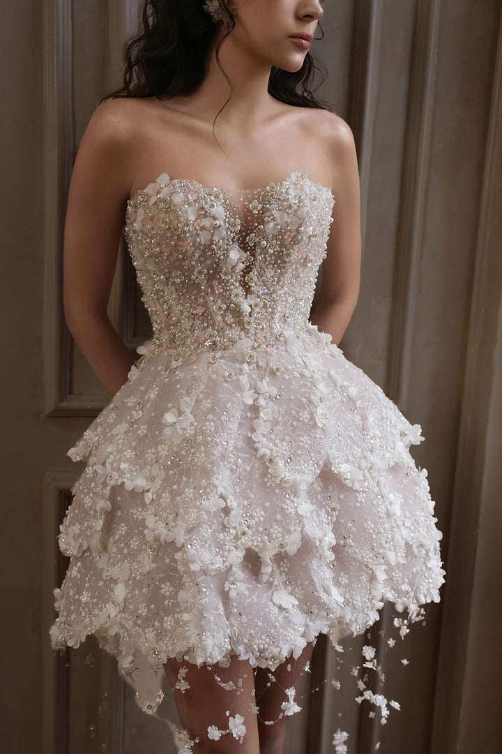 Petal Beadwork A-Line Dress