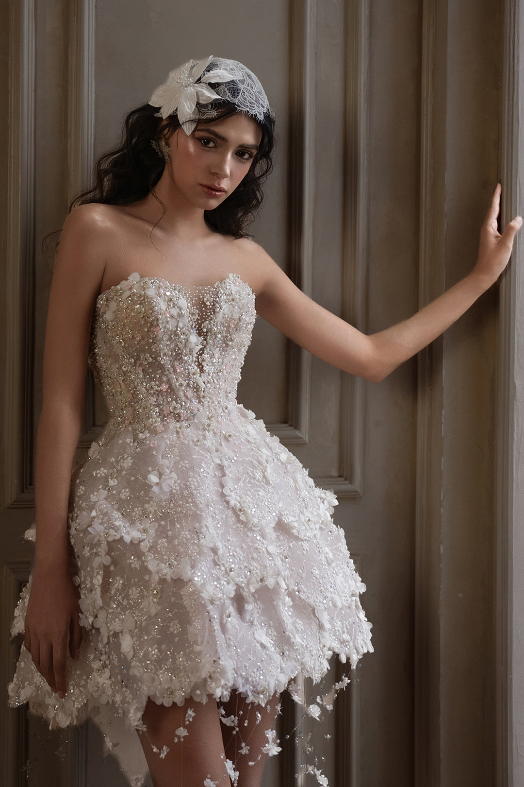 Petal Beadwork A-Line Dress