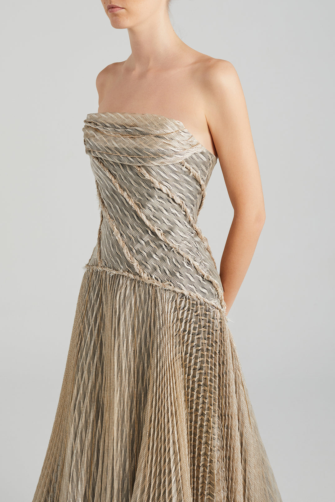 A-Line Dress with Crystals and Draping