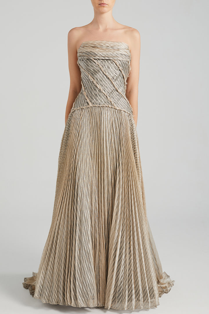 A-Line Dress with Crystals and Draping