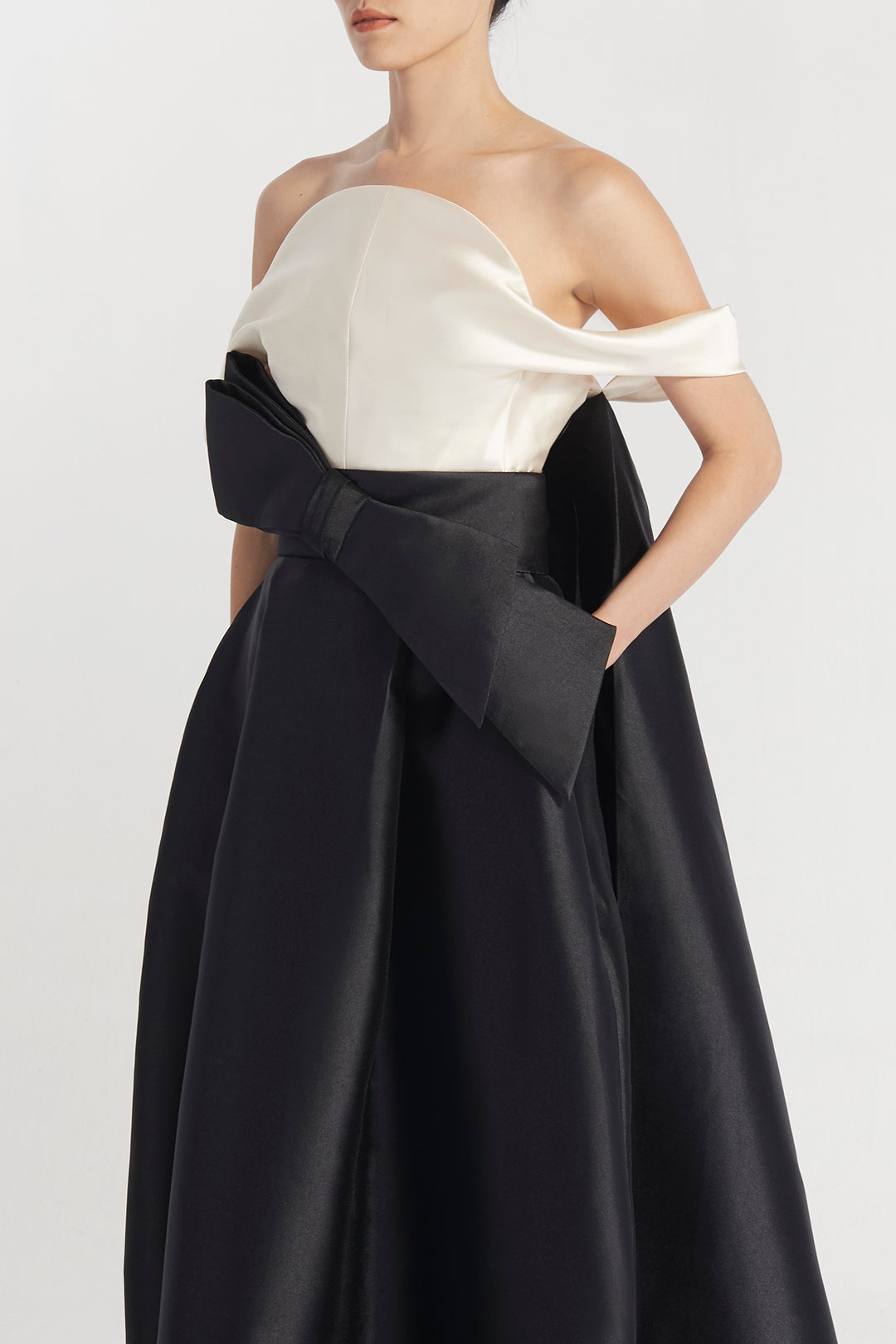 Strapless Taffeta Dress with Belt