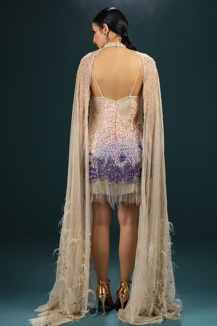 Shimmer Cape Mini Dress