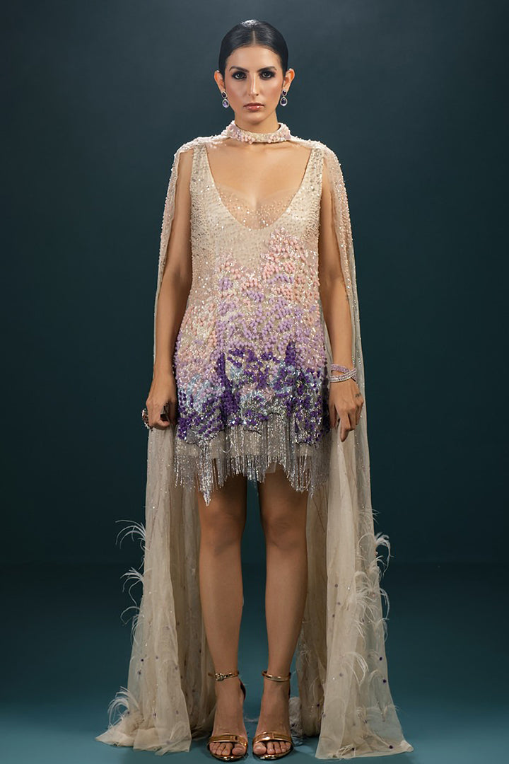 Shimmer Cape Mini Dress