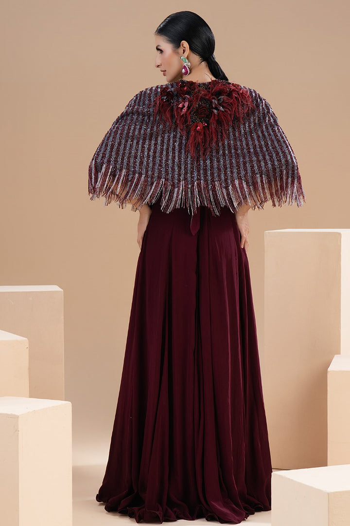 Cape Floral with A-line Dress