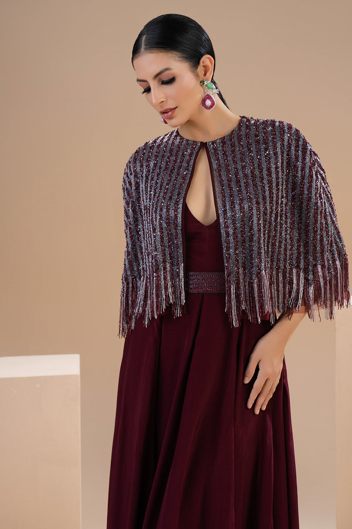 Cape Floral with A-line Dress