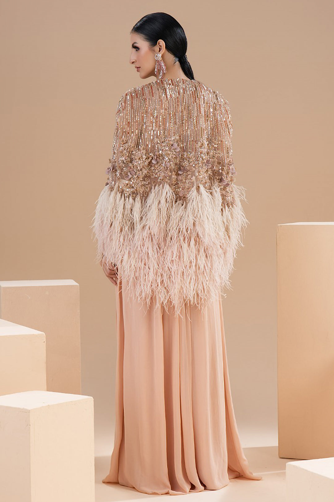 Embellished Sequin Jacket and Flowing Dress