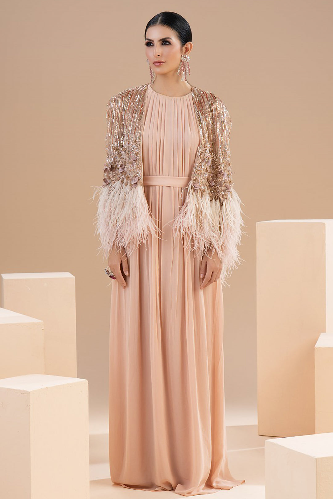 Embellished Sequin Jacket and Flowing Dress