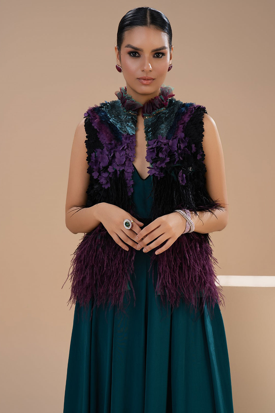 A-Line Dress with Sleeveless Shrug