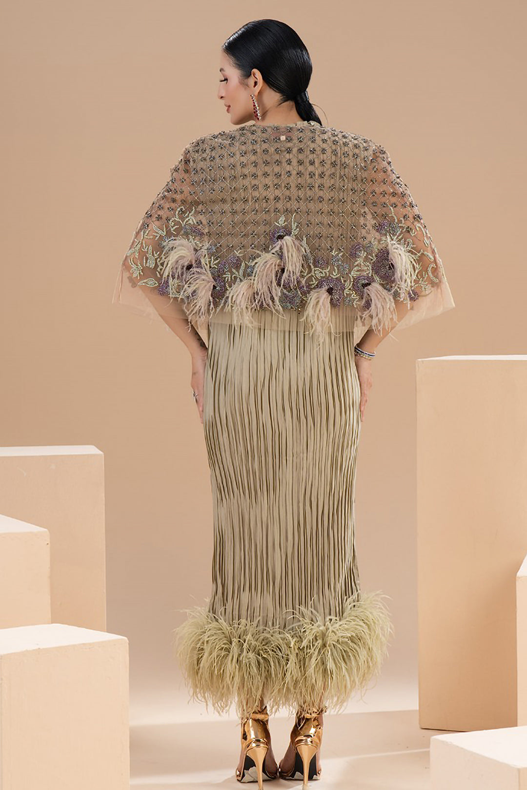 Fringed Bolero Satin Dress