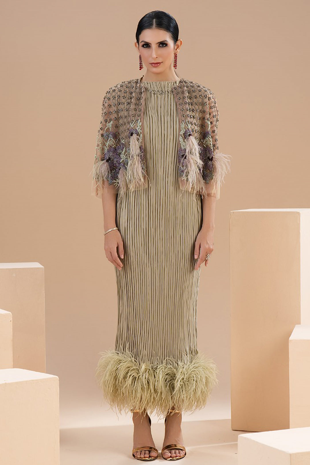 Fringed Bolero Satin Dress