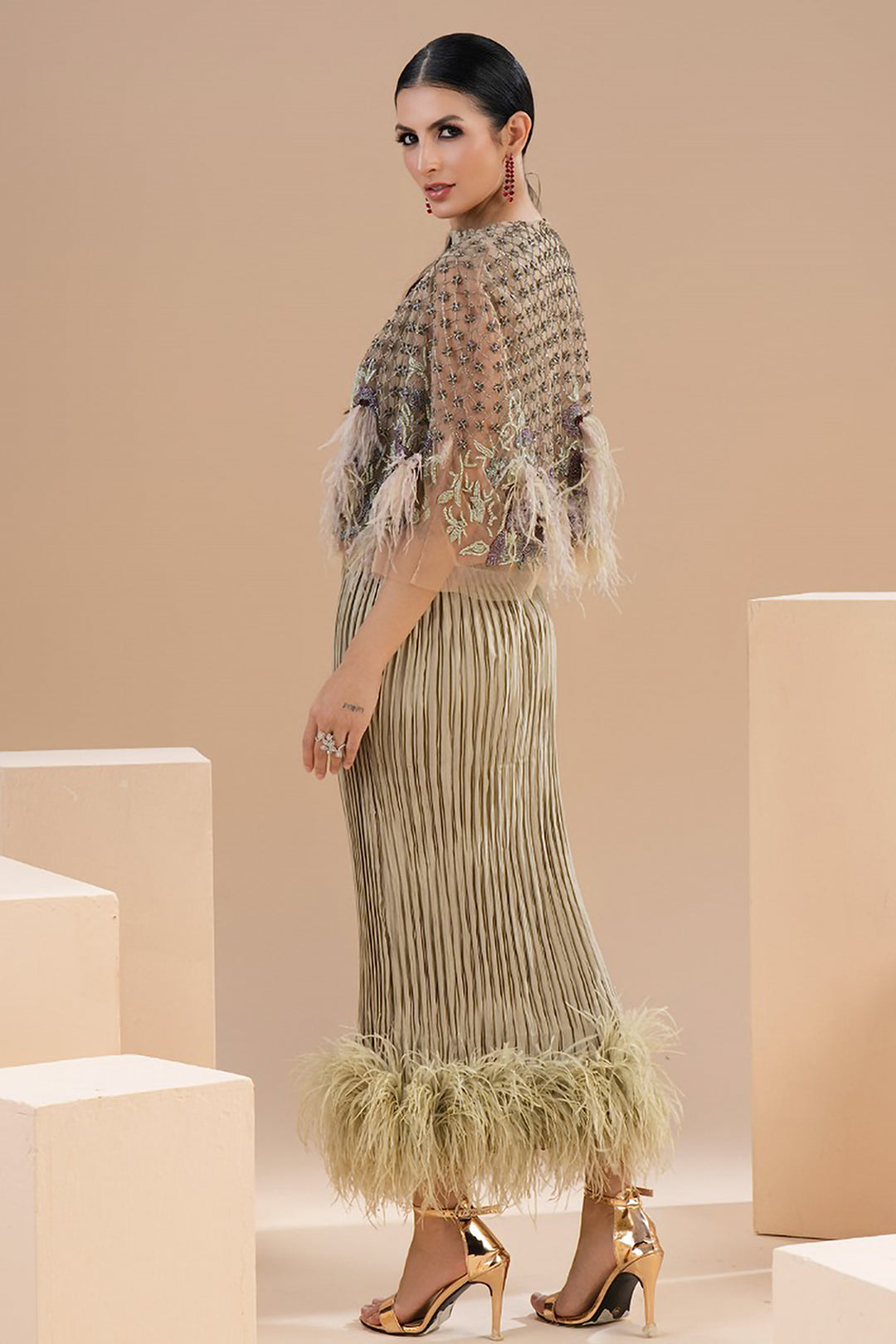 Fringed Bolero Satin Dress