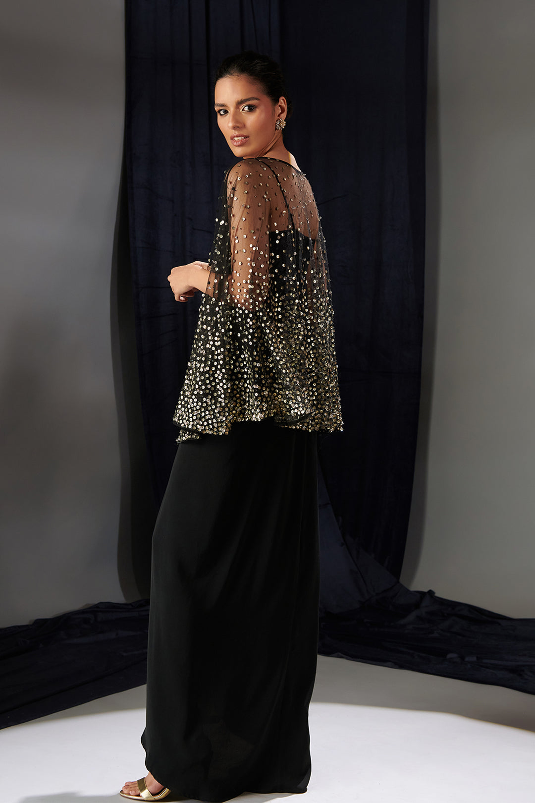 laser cut dress Tulle Dress with Cascading Laser-Cut Cape – M.R DESIGN