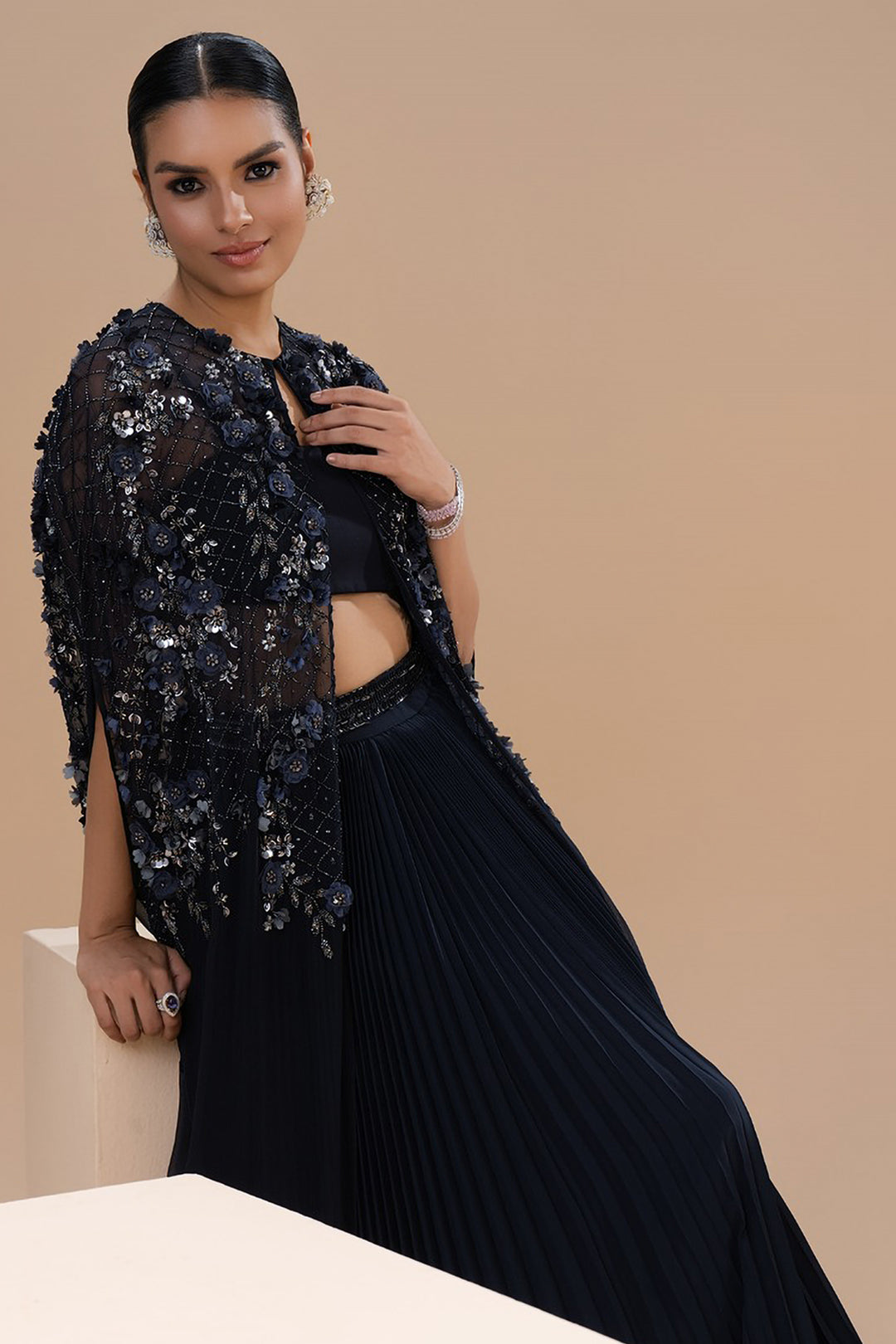 Ethereal Laser-Cut Dress with Flowing Artistry