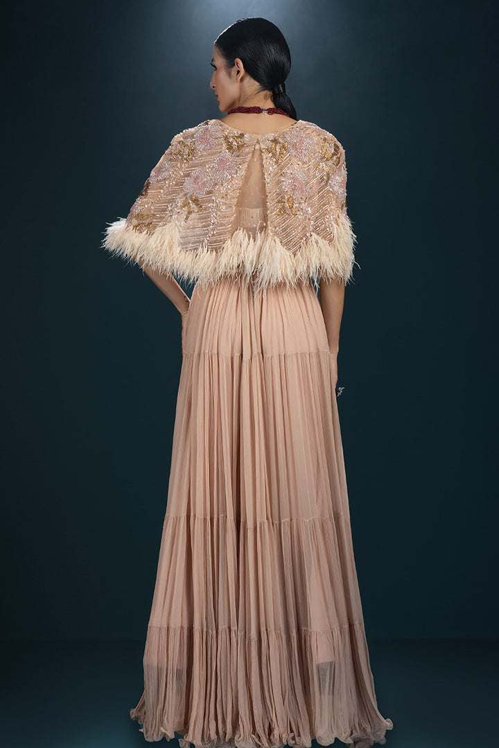 Chiffon and Plumage Long Top and Skirt