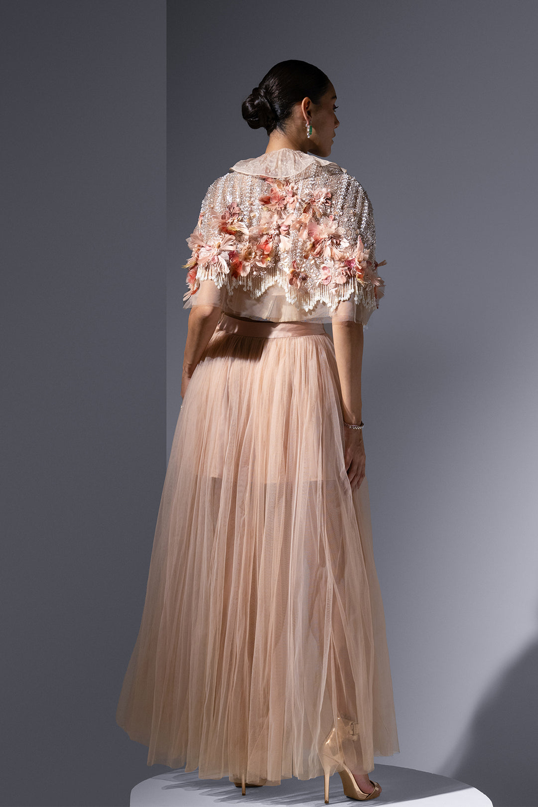 Tulle And Overskirt Dress with Sequin Accents