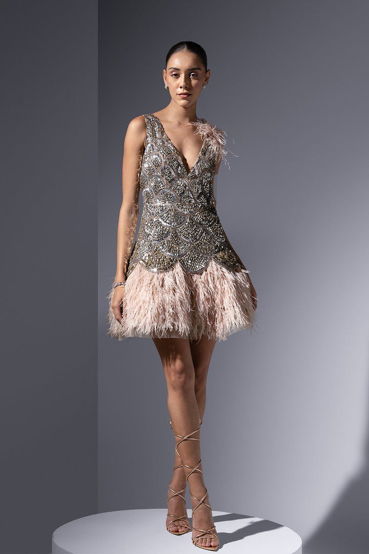 Tulle Midi Dress with Laser-Cut