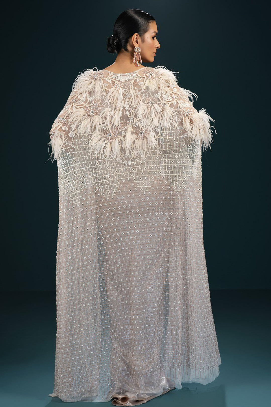 Tulle Cape and Knotted Slit Dress