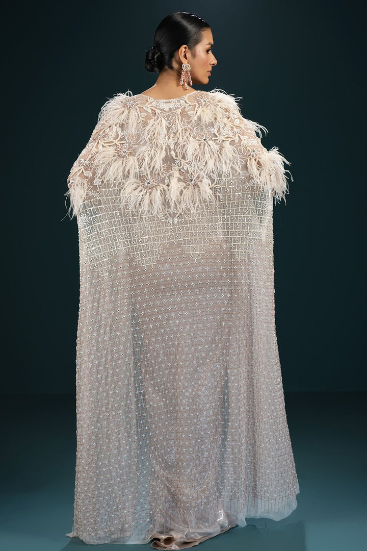 Tulle Cape and Knotted Slit Dress