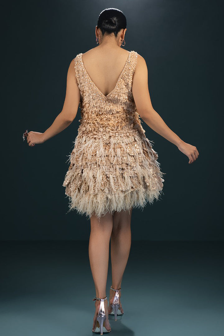 Laser-Cut Ombré with Feathered Dress