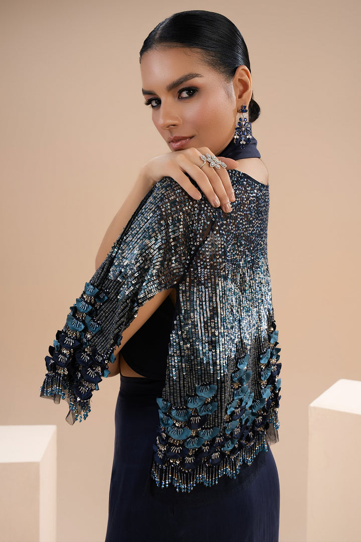 Sequin Halter Cape Set