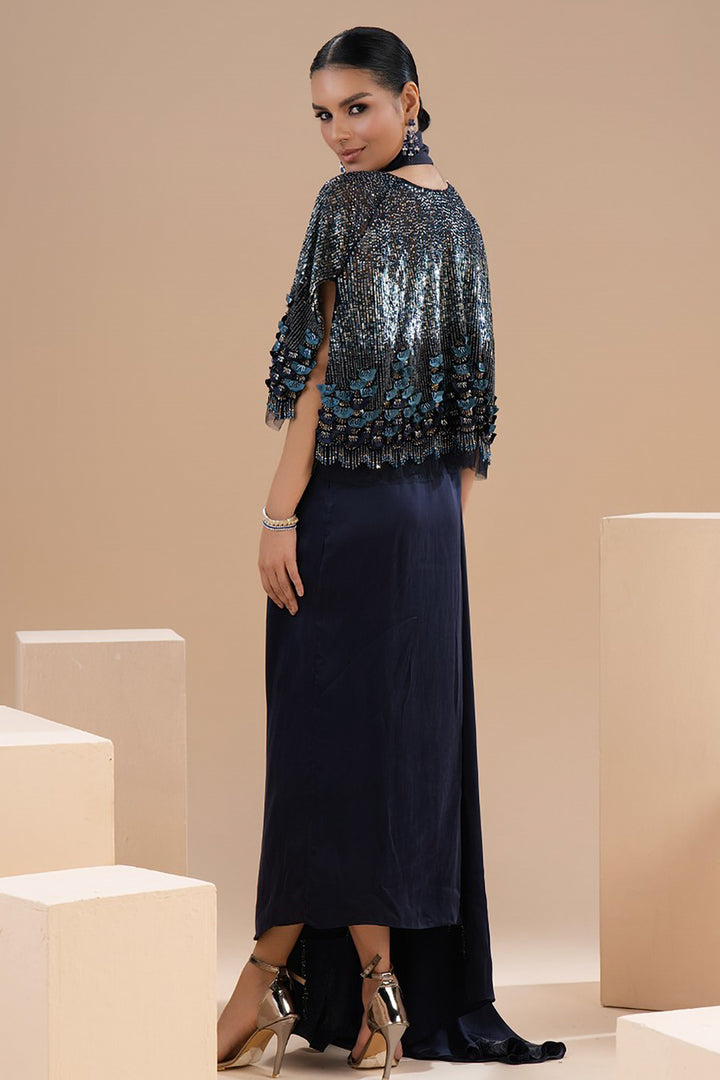 Sequin Halter Cape Set