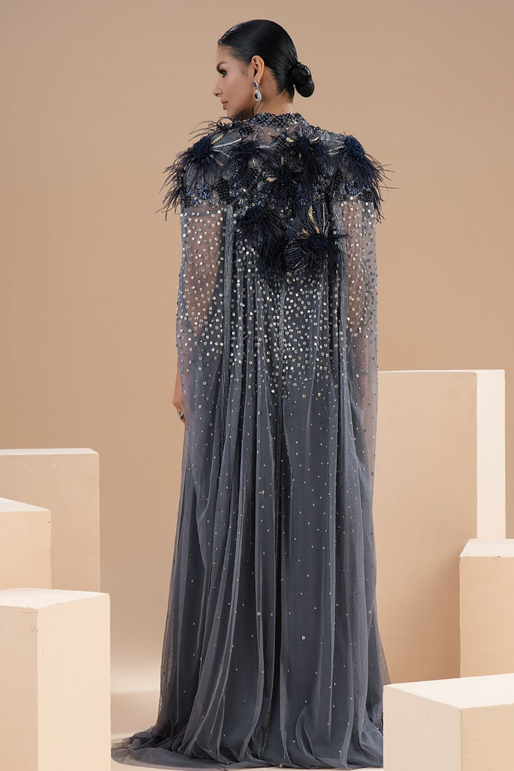A-Line Dress with Long Cape