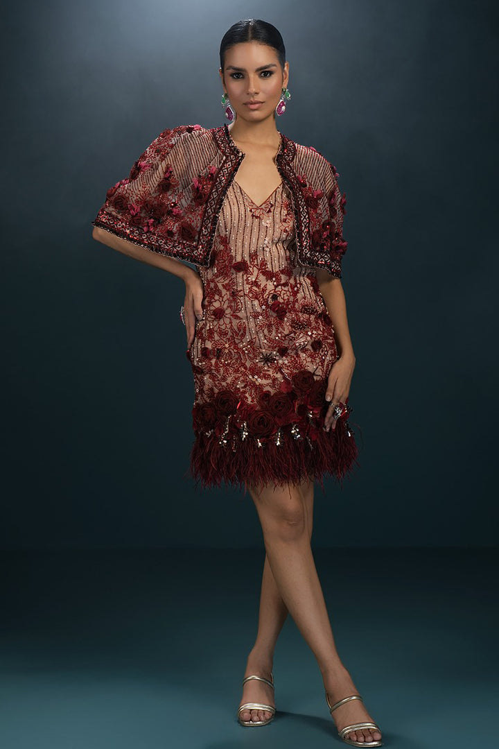 Sculpted Floral Short with A-line Dress