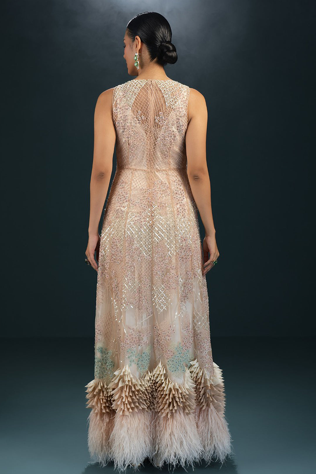 Embellished Tulle A-Line Dress