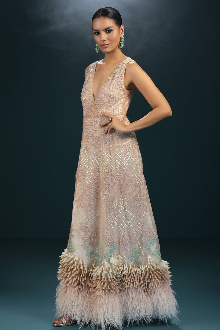 Embellished Tulle A-Line Dress