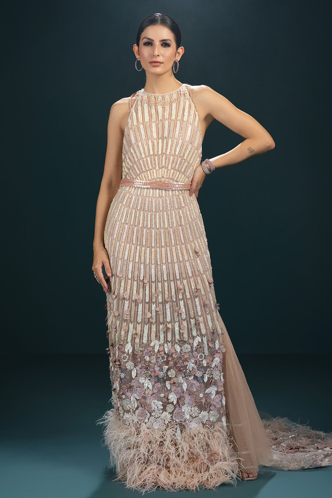 3D Floral Embroidered Dress
