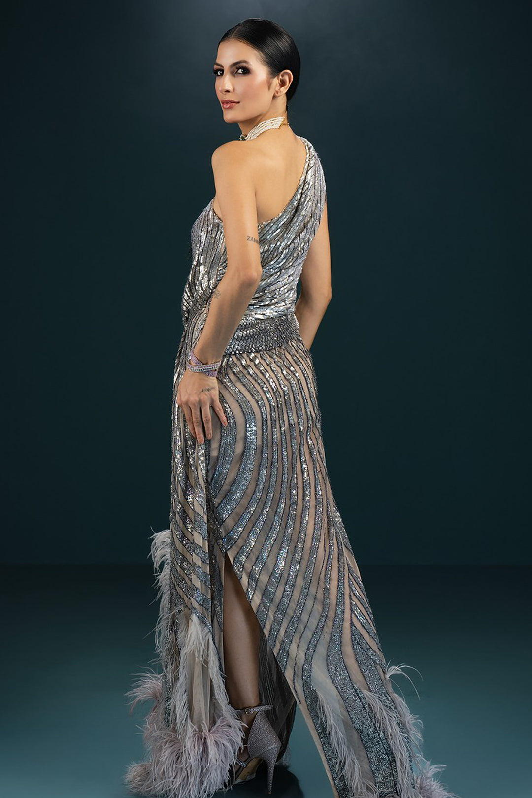 Asymmetrical A-line Shimmer Dress