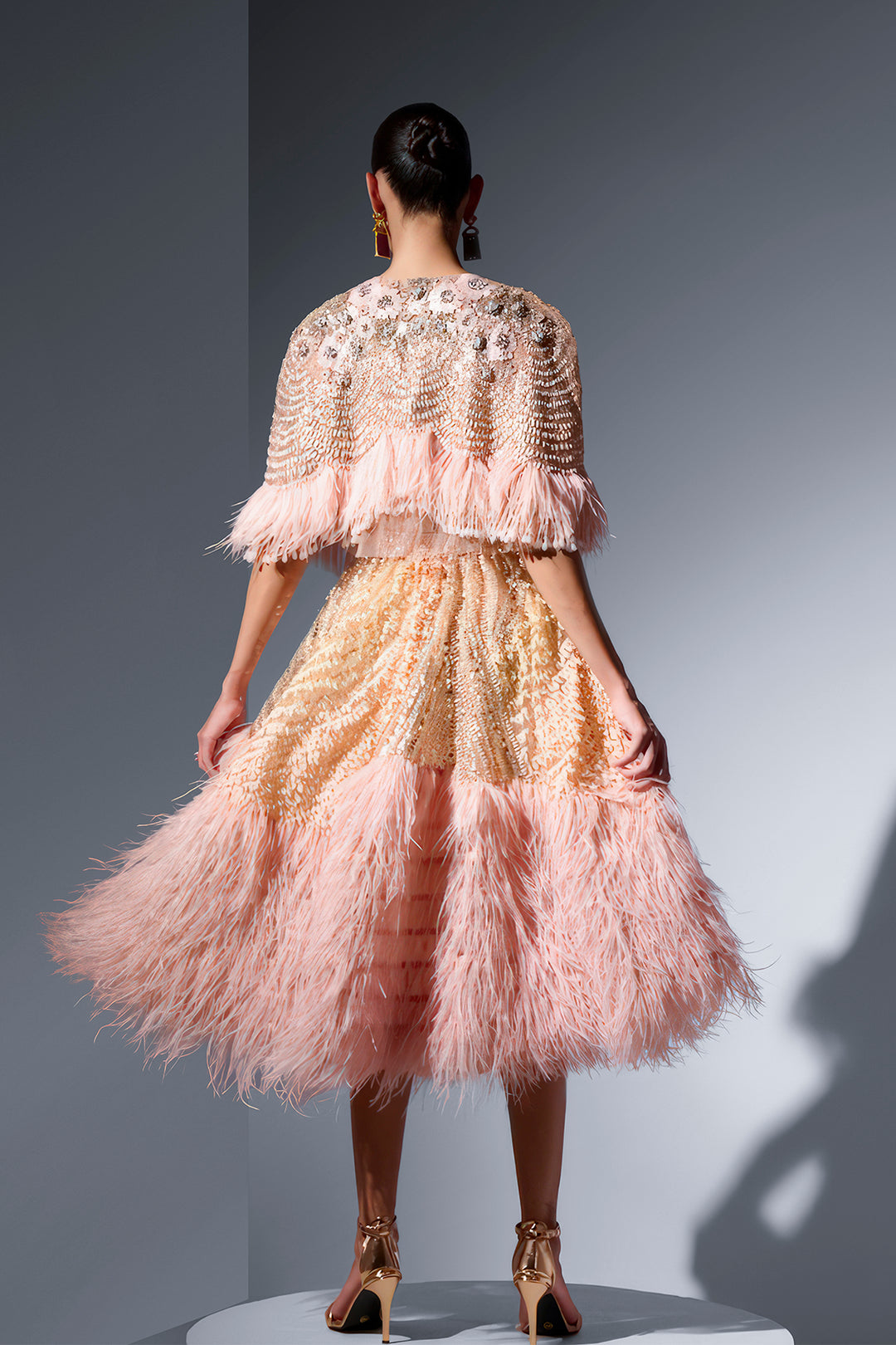 Tulle Cape and Skirt with Feather