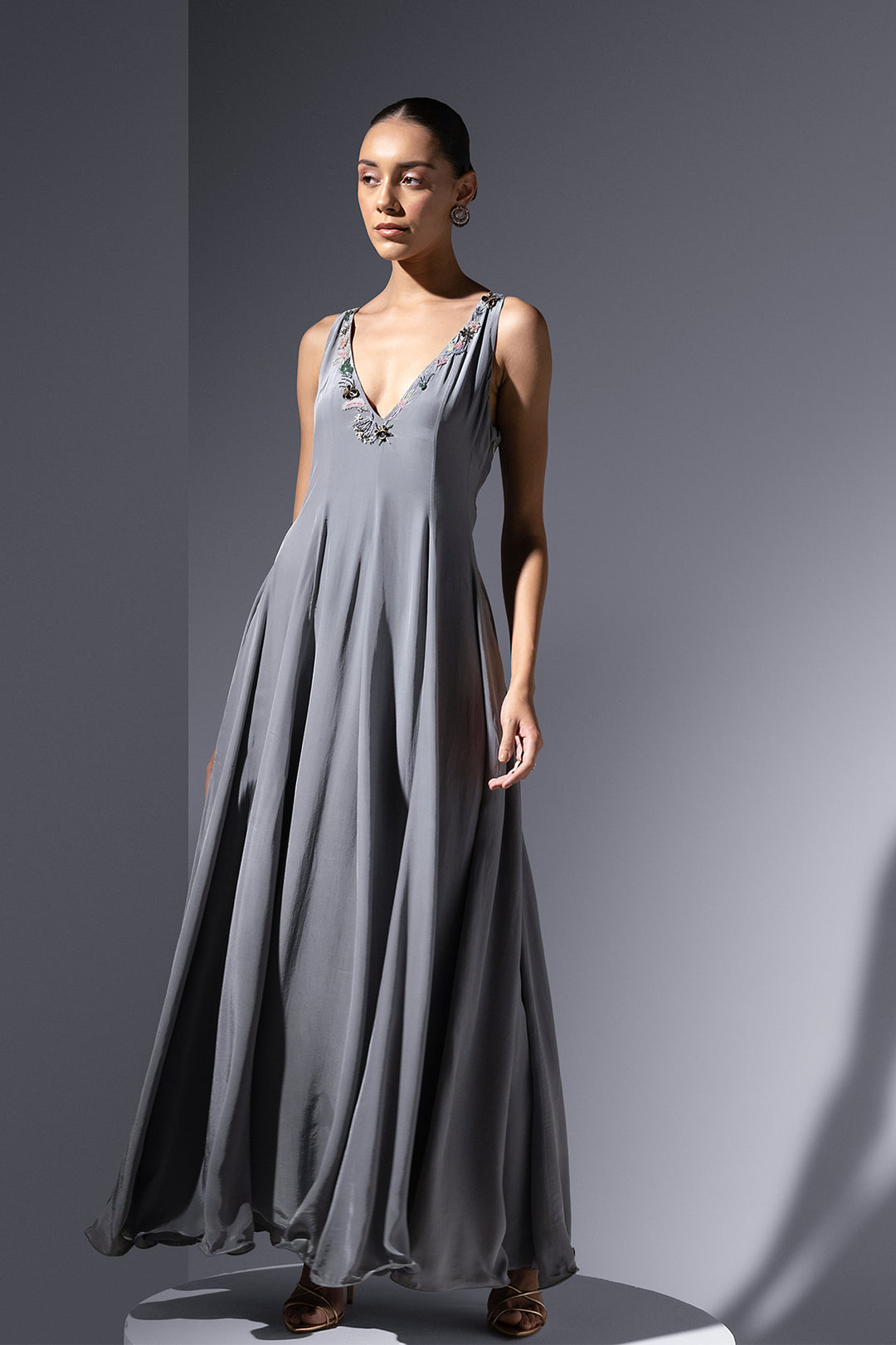 Mesh Dress with Plunging Neckline