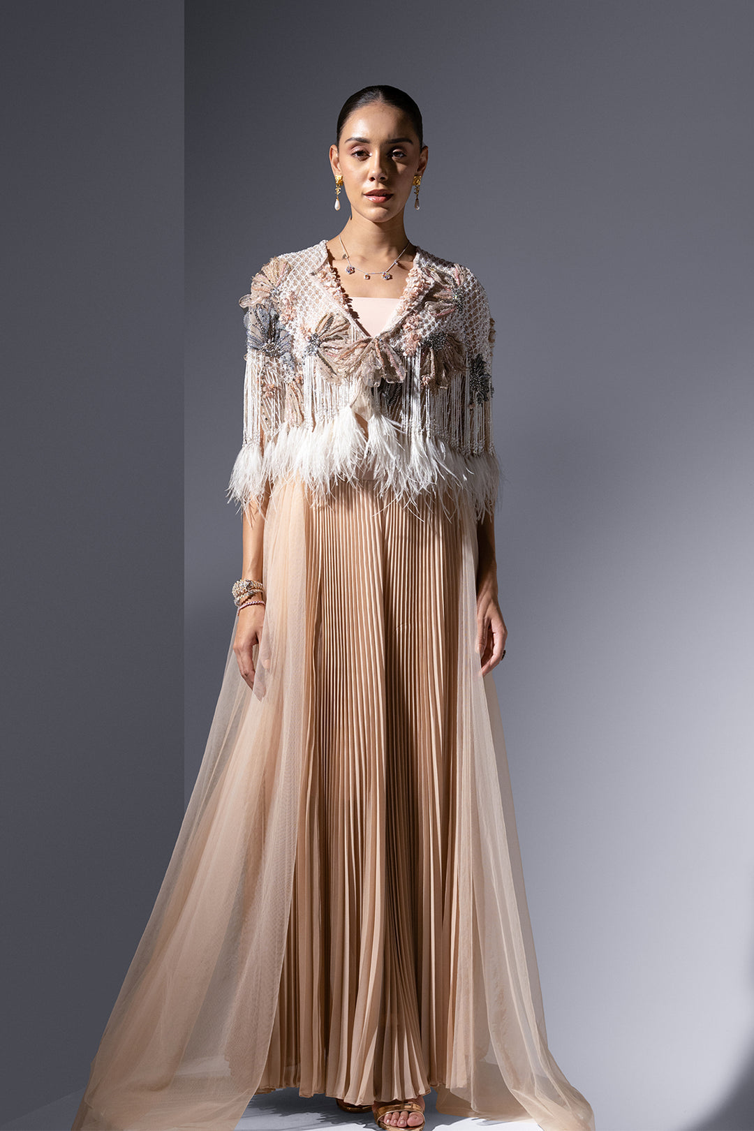 Tulle Four-Piece with Floral Appliqué