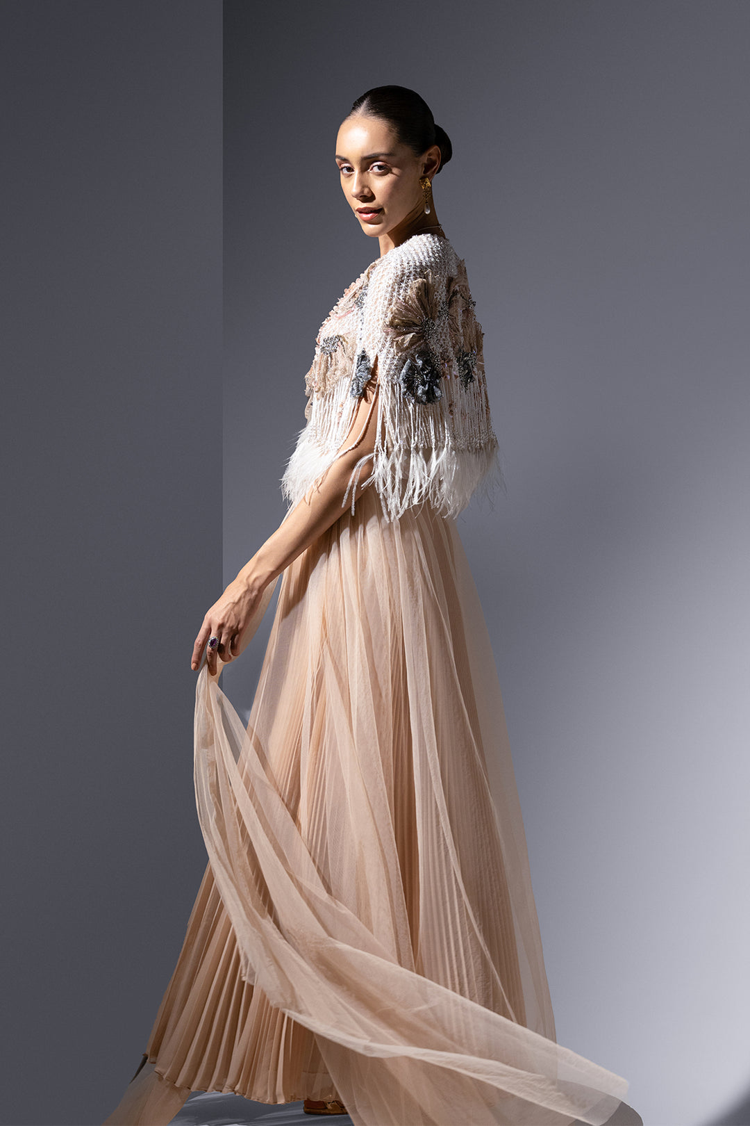 Tulle Four-Piece with Floral Appliqué