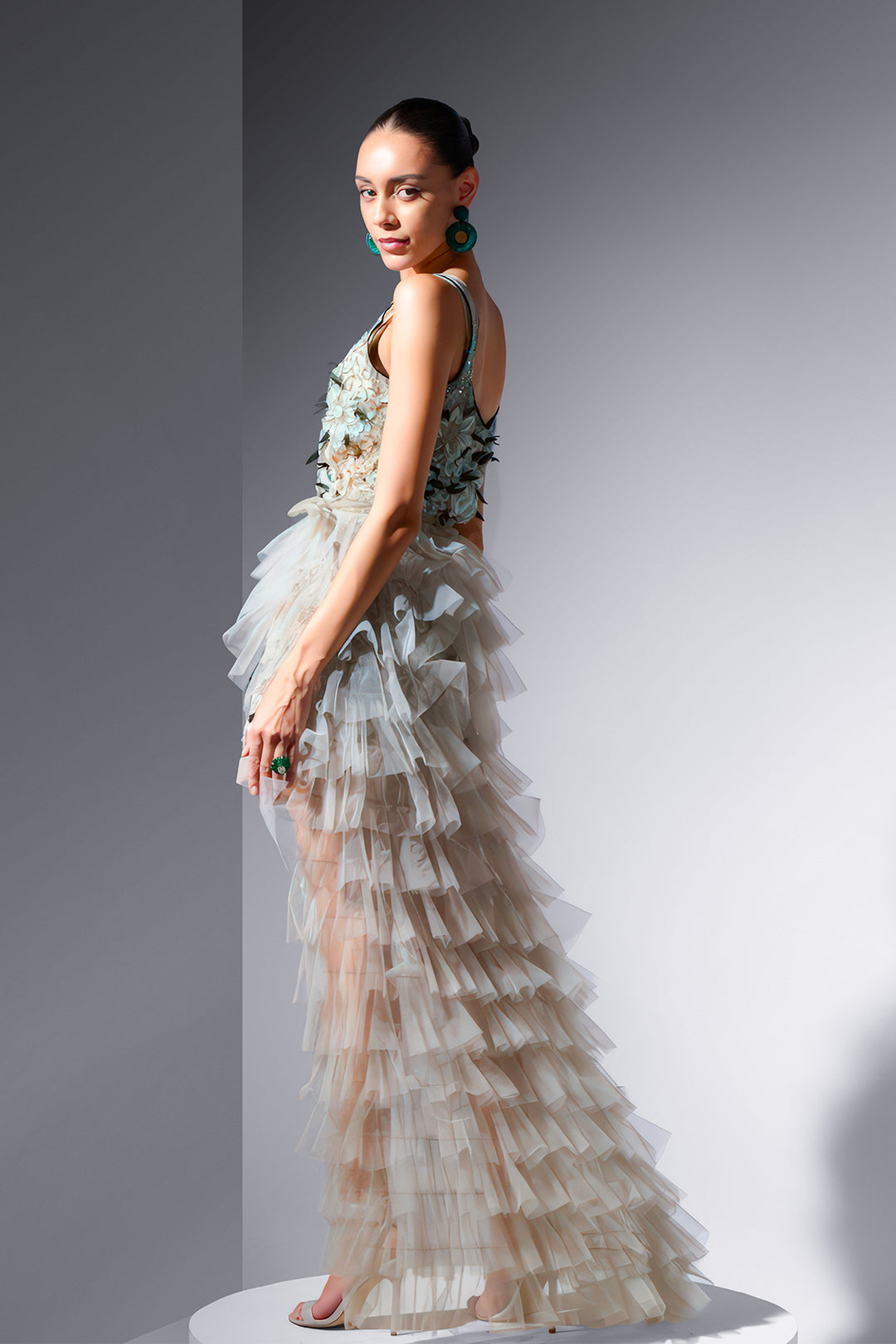 Tulle Mini Dress with Flowy Silhouette Mint / US 2 Tulle Mini Dress with Flowy Silhouette Mint / US 2